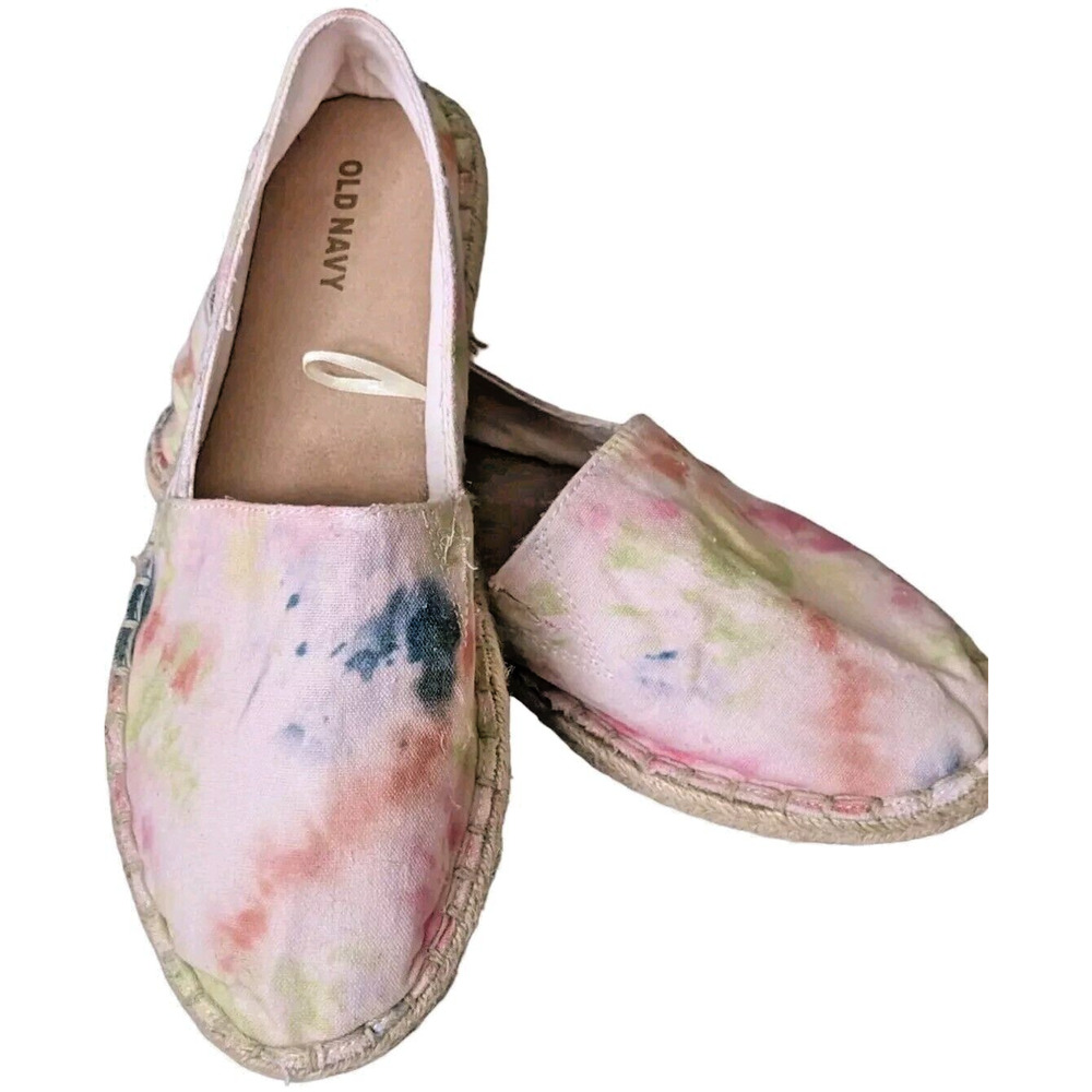 Old Navy Peace Watercolor Espadrilles 6.5 Canvas Flat Shoes Tie Dye Fairy Pixie